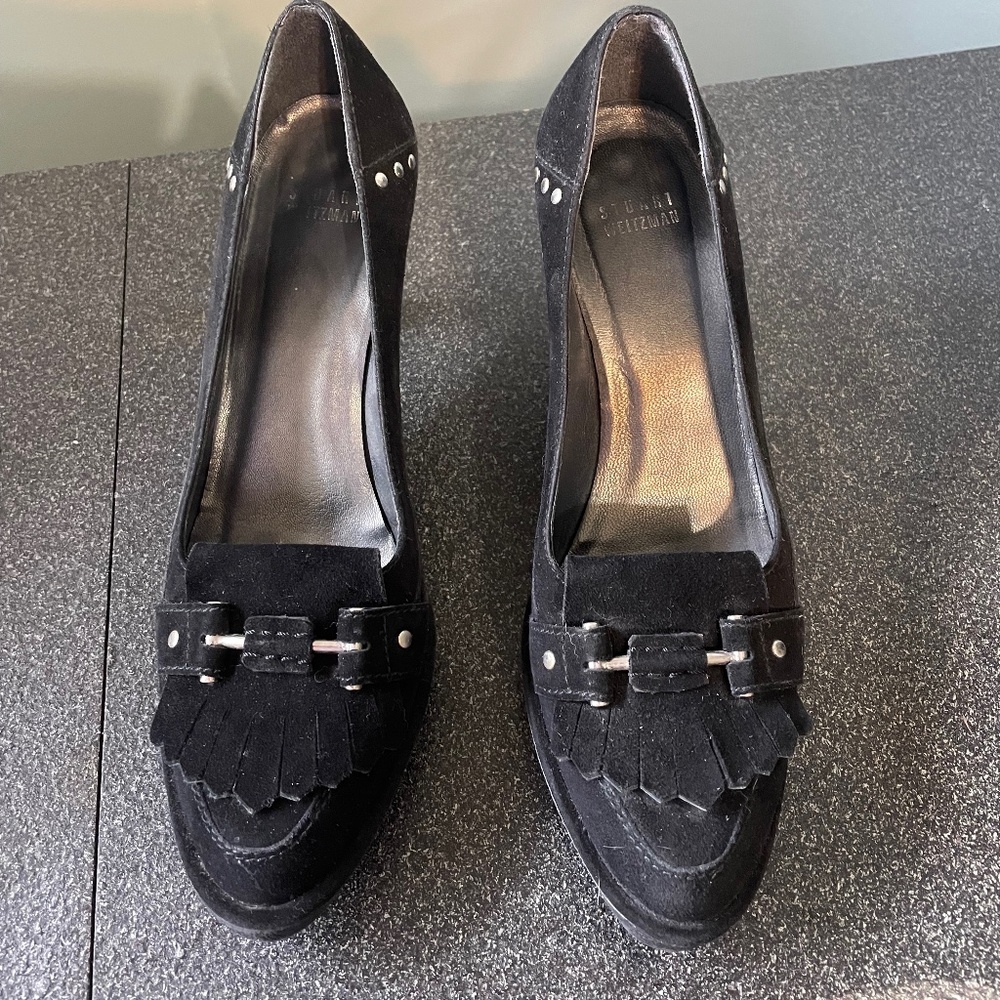 Stuart Weitzman black suede pumps, EUC, worn only twice, US 7.5. - Picture 3 of 4